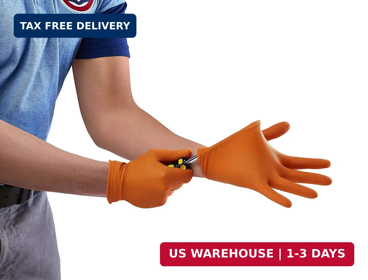 Venom Steel Orange Nitrile Gloves, 8 mil Thick, One Size (Pack of 50),