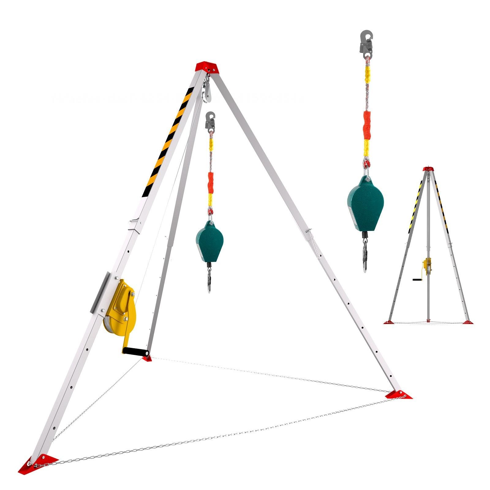 Confined Space Tripod, 2800LB/ 2000LB Sewer Rescue Tripod Kit w/8ft Safety Chain