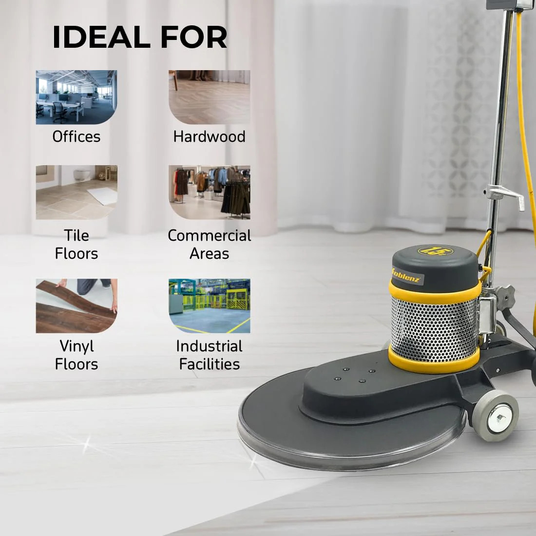 Koblenz B-1500-P High-Speed Floor Burnisher, Includes 20″ Floor Cleaner Pad, 1.5