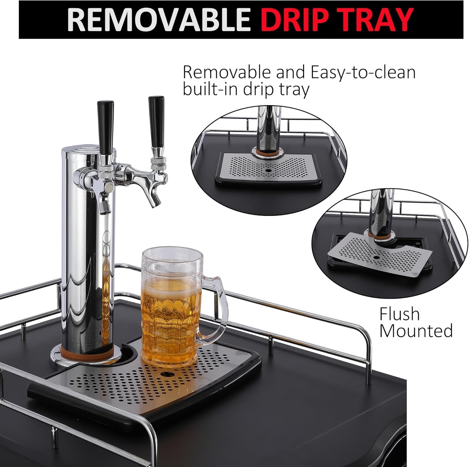 170L Beer Kegerator, Dual Tap Draft Beer Dispenser 32°f – 50°f Temp Control