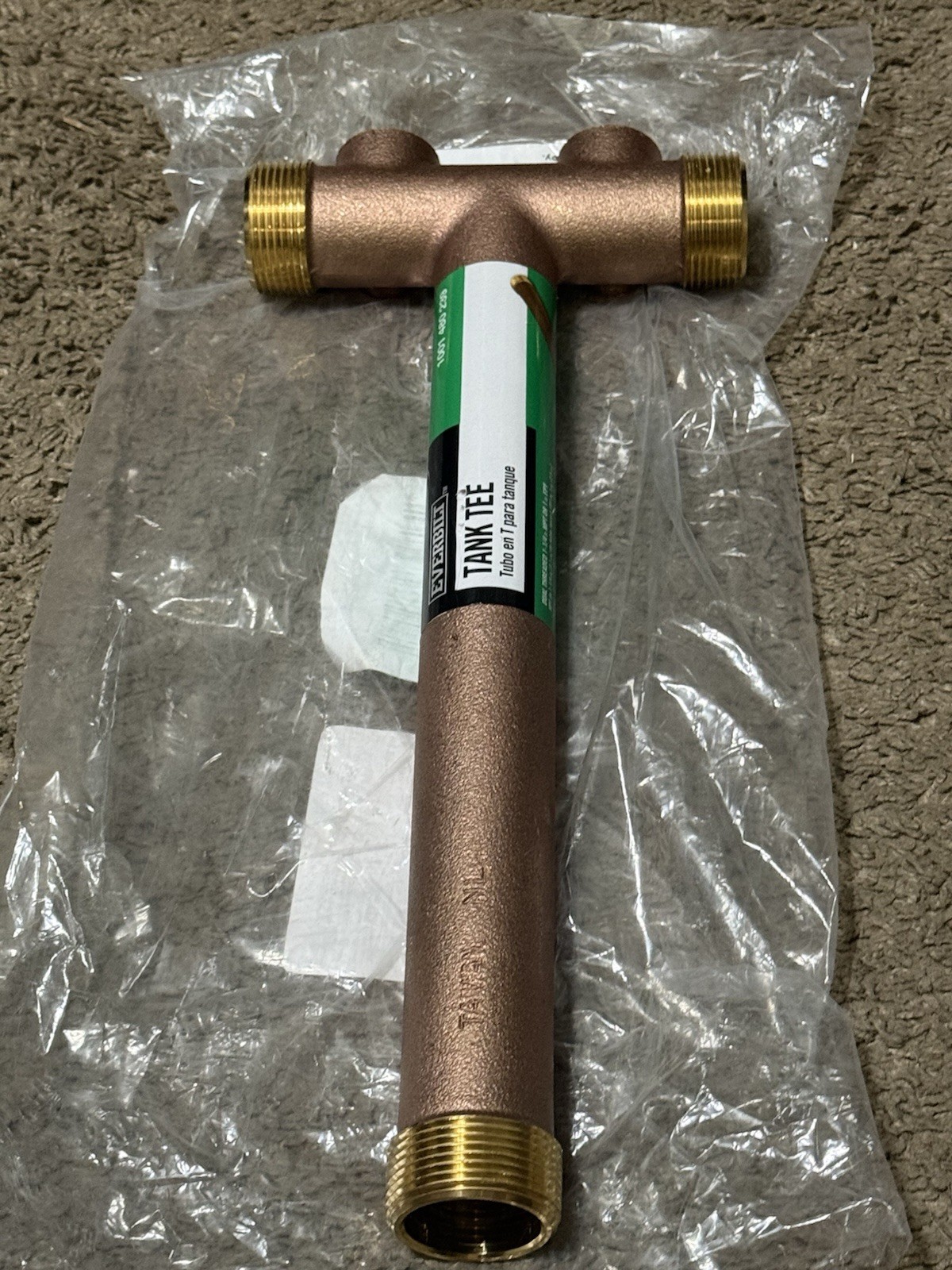 Everbilt EBTC13NL 13 in Solid Brass Tank Tee Fits 50 Gal & 44 Gal Pressure Tanks