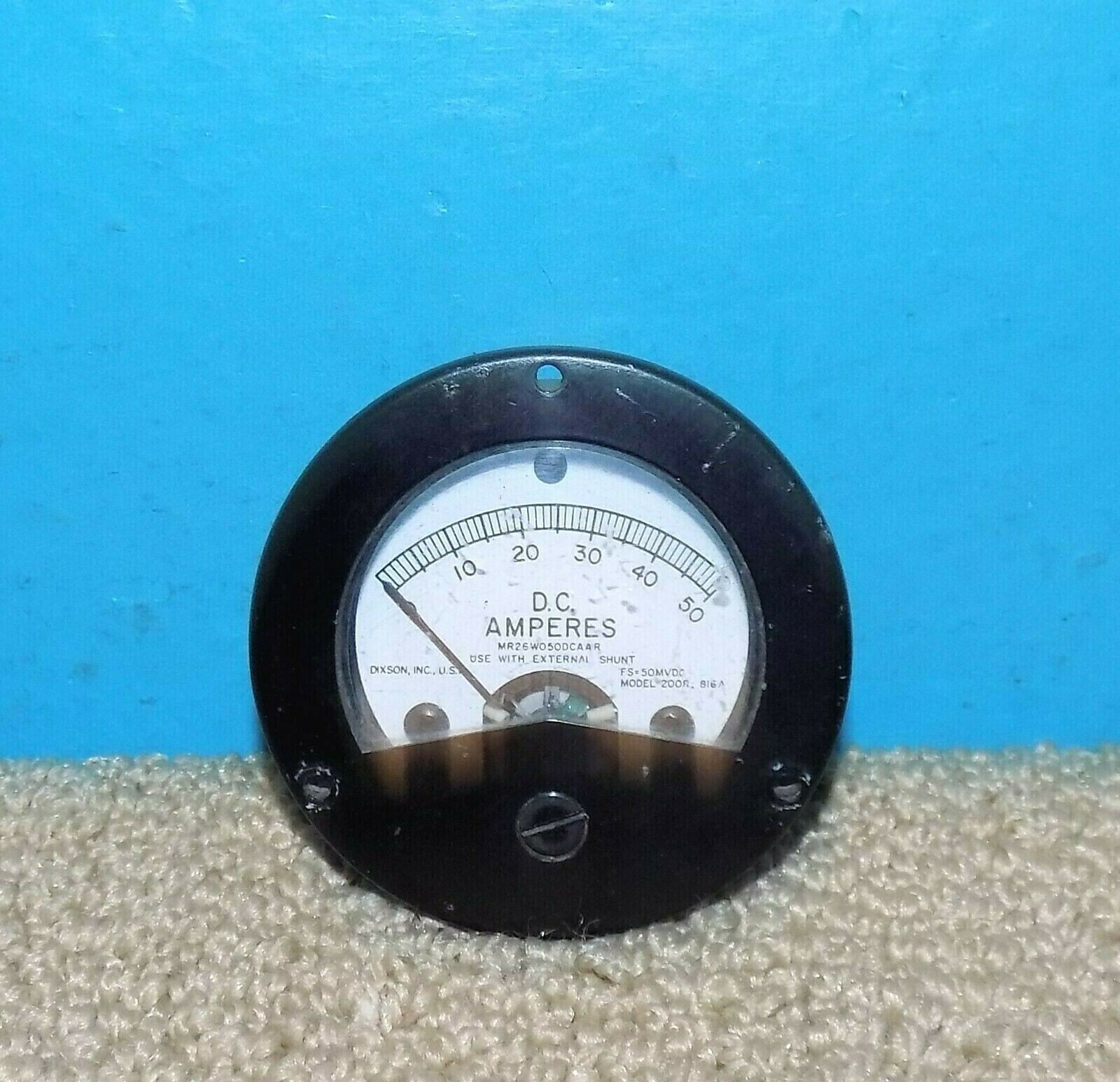 Dixson 200R 816A DC Amperes Panel Meter 0-50 Amps 2.75″ Sealed Free Shipping