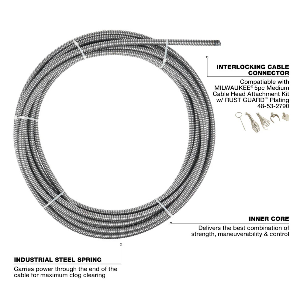 Milwaukee 48-53-2778 1/2″ x 75′ Durable Inner Core Cable