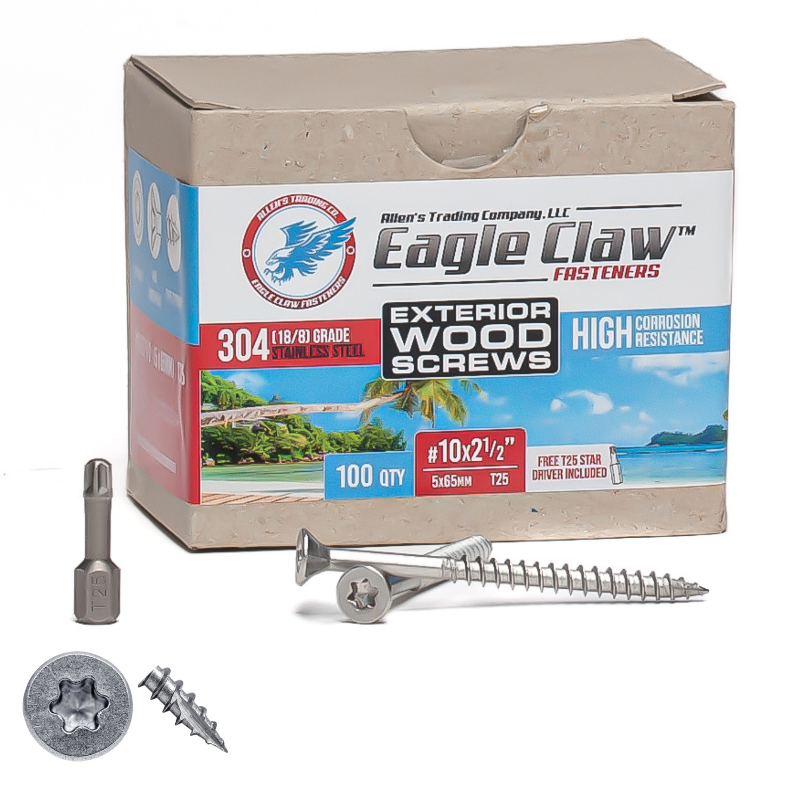 Stainless Steel Wood Screws, Star Drive, Qty 100 DIY Pack, Various sizes