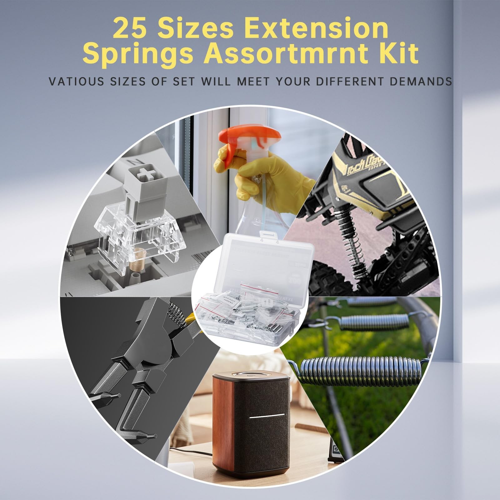 100 Pcs Extension Springs Assortment Kit, 25 Different Sizes, Stainless Steel