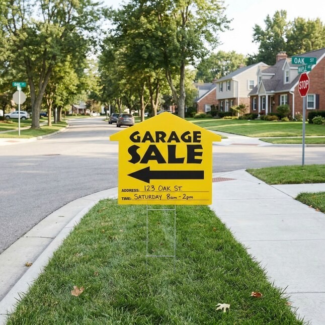 Hillman Garage Sale – with Holder 19-in x 24-in Plastic Garage/Yard sale Sign