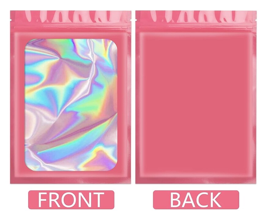 100 Holographic Mylar Foil Bags Smell Proof Resealable Zip Seal Pouches Gradient