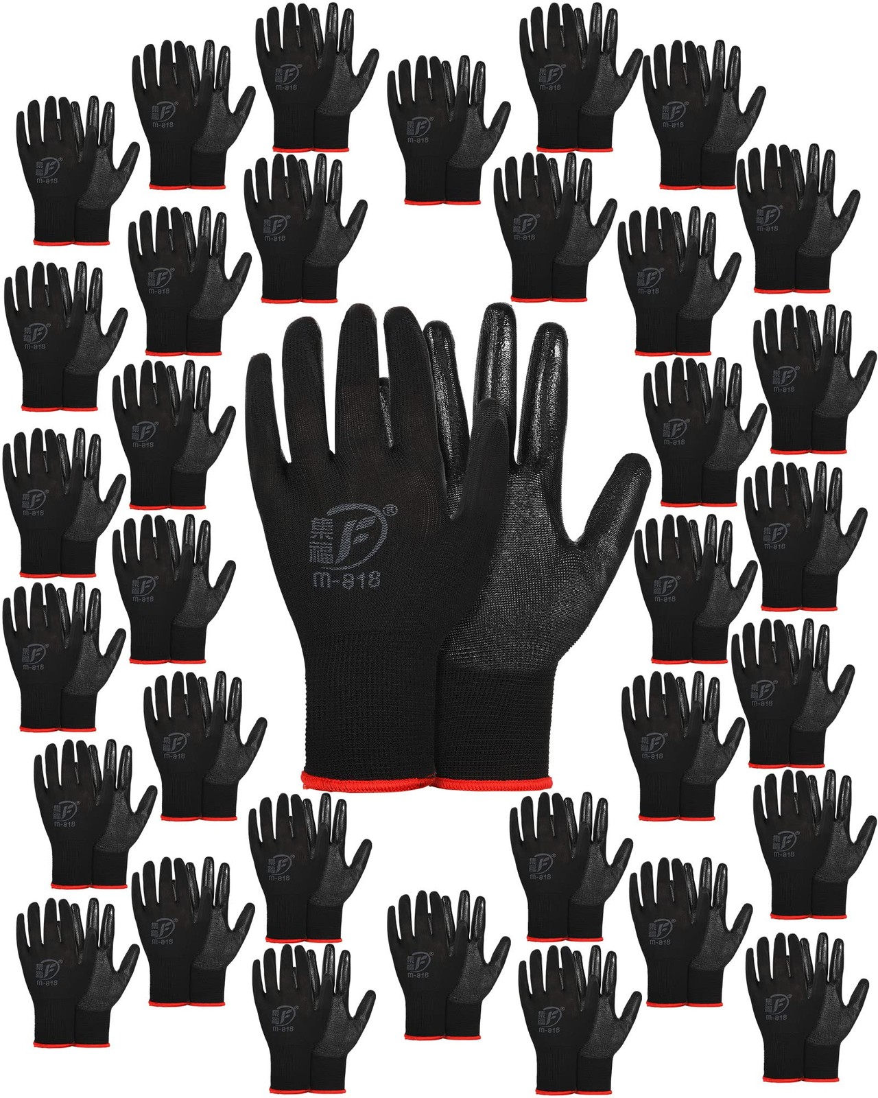 96 Pairs Work Bulk Gloves for Men Women Rubber Coated Safety Garden Gloves for
