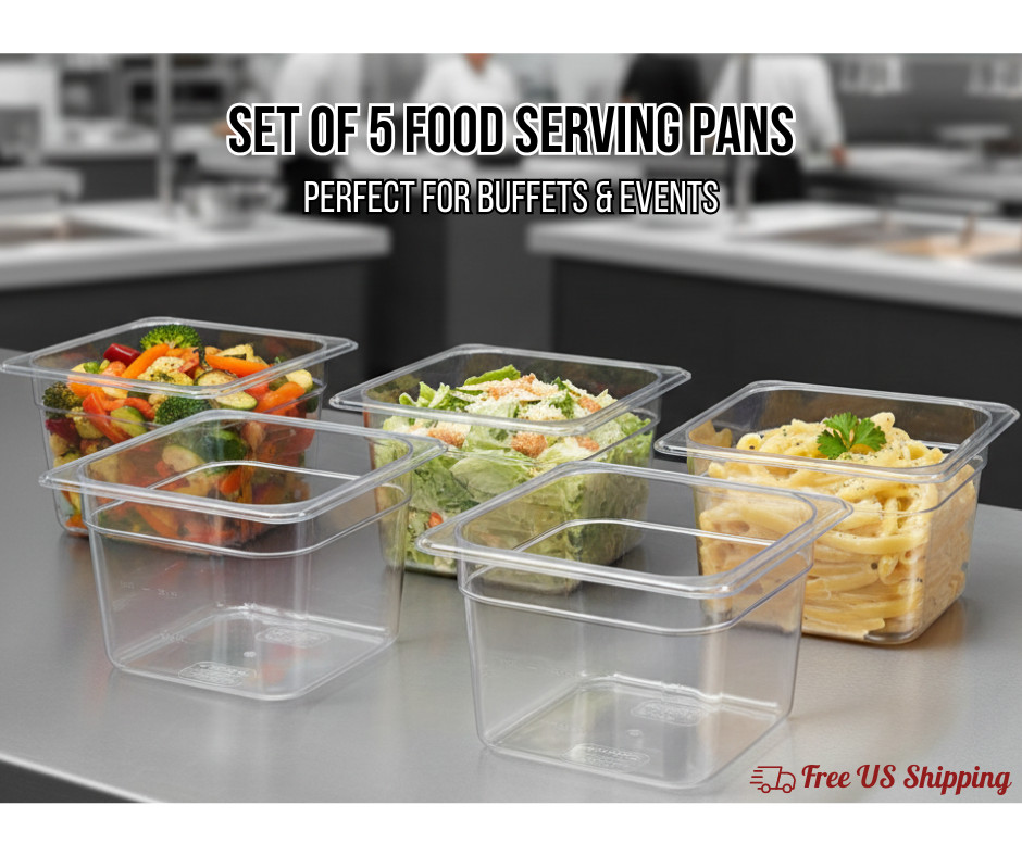 Cambro 66CW 1/6 Size 6″ Deep Food Pan Clear Polycarbonate Camwear Set of 5