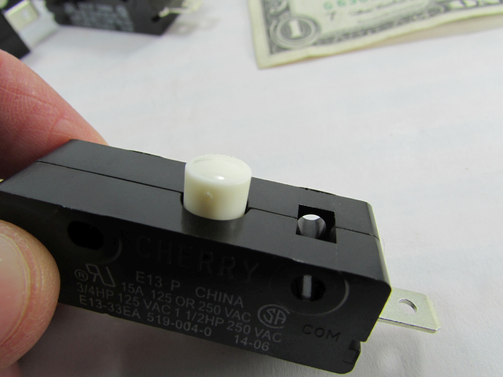 5 Cherry E13 15A Normally Open Snap Push Button Limit MicroSwitch 125VAC/250VAC