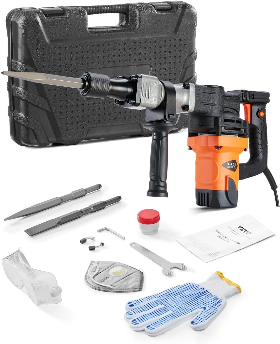 Demolition Jack Hammer 1400W Electric Heavy Duty Concrete Breaker 2900 BPM Tools