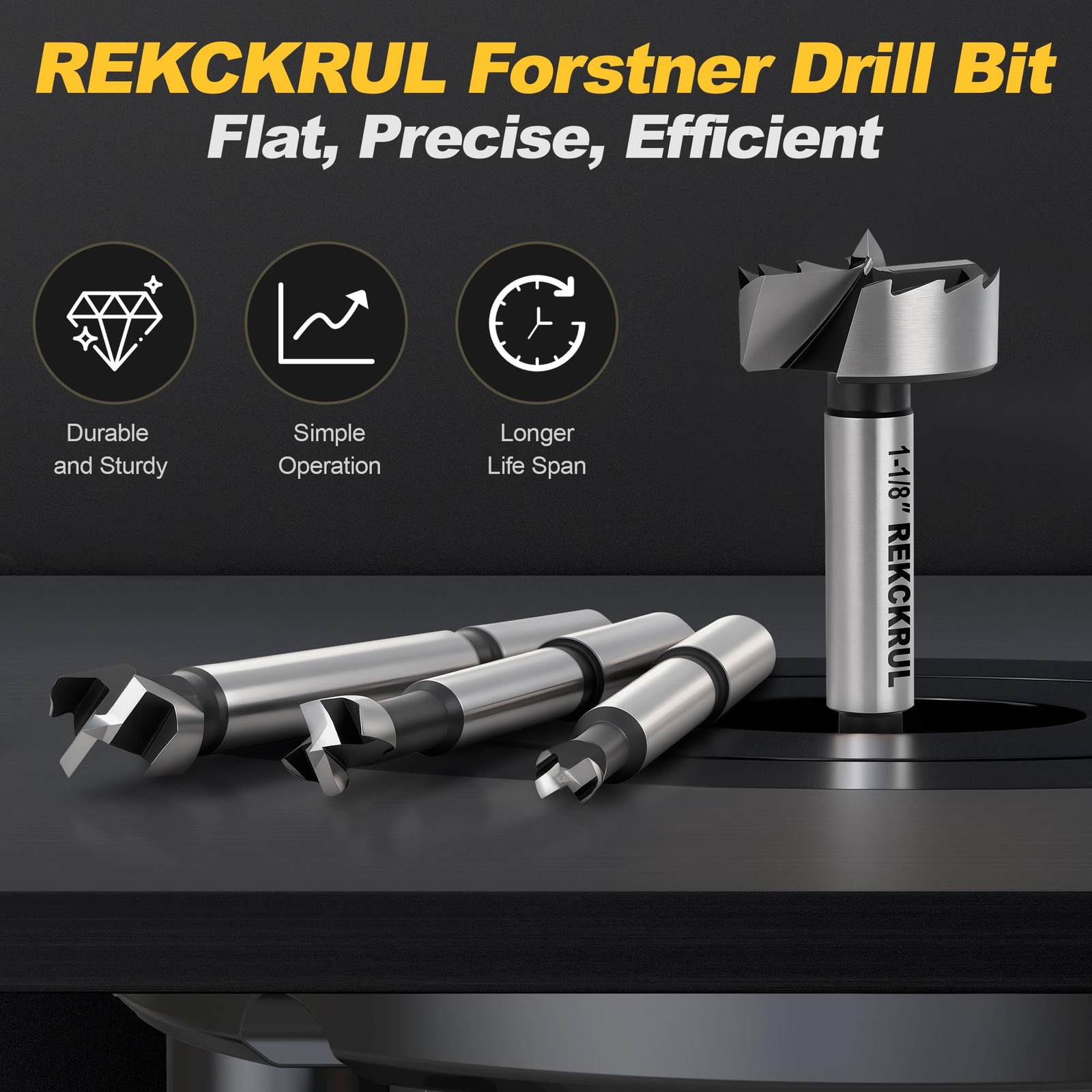 REKCKRUL 9/16 Inch Forstner Bit, 9/16″ | Precision Imperial Sizing