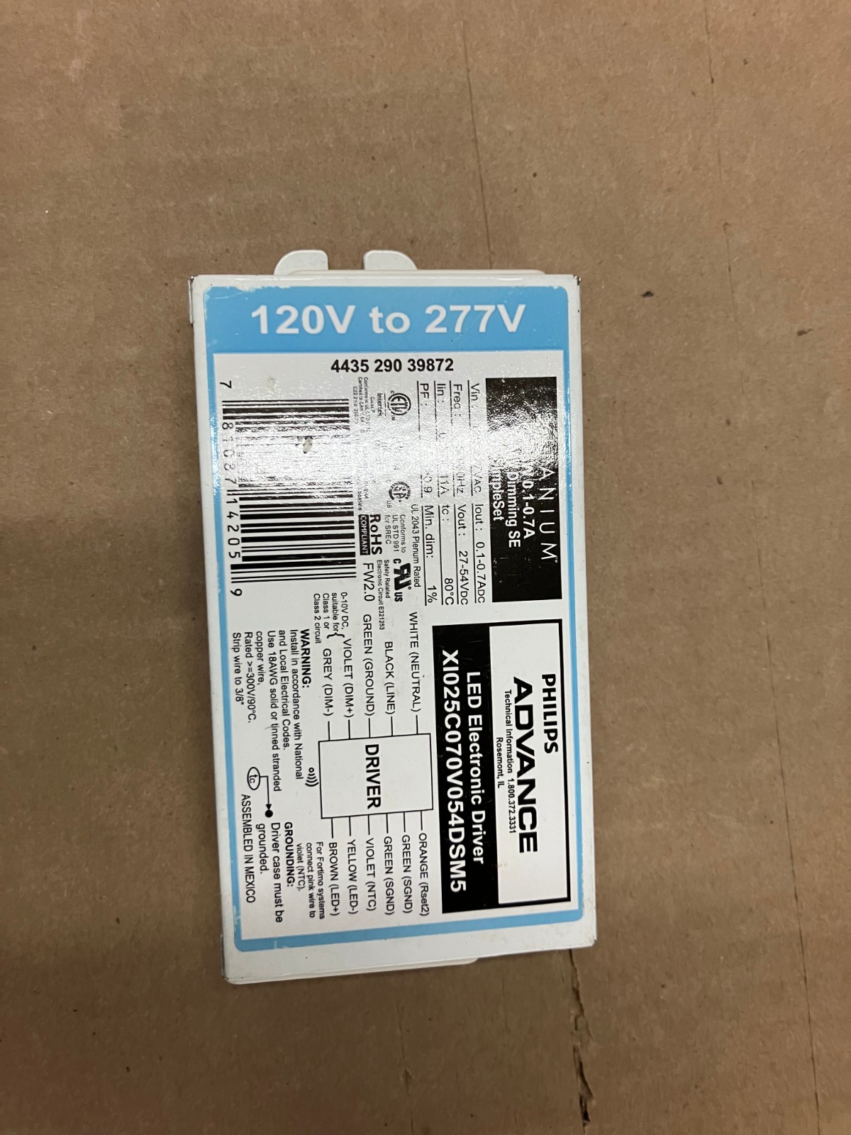 Advance XI025C070V054DSM5 LED Driver 25W 27-54V 100-700mA 120-277V Dimmable