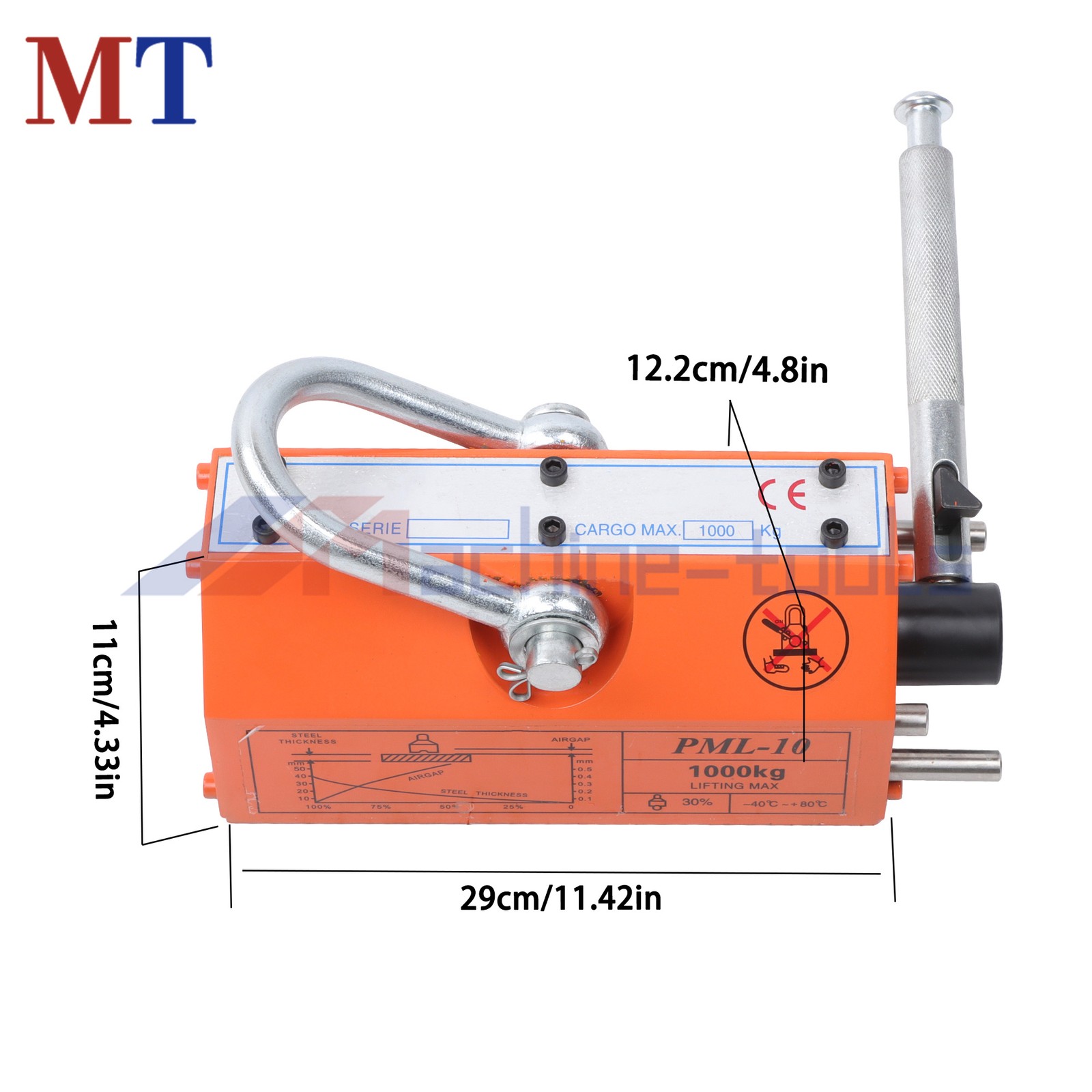 2200Lbs/1000kg 2 Safety Factor Magnetic Lifter Lifting Magnet Neodymium Hoist