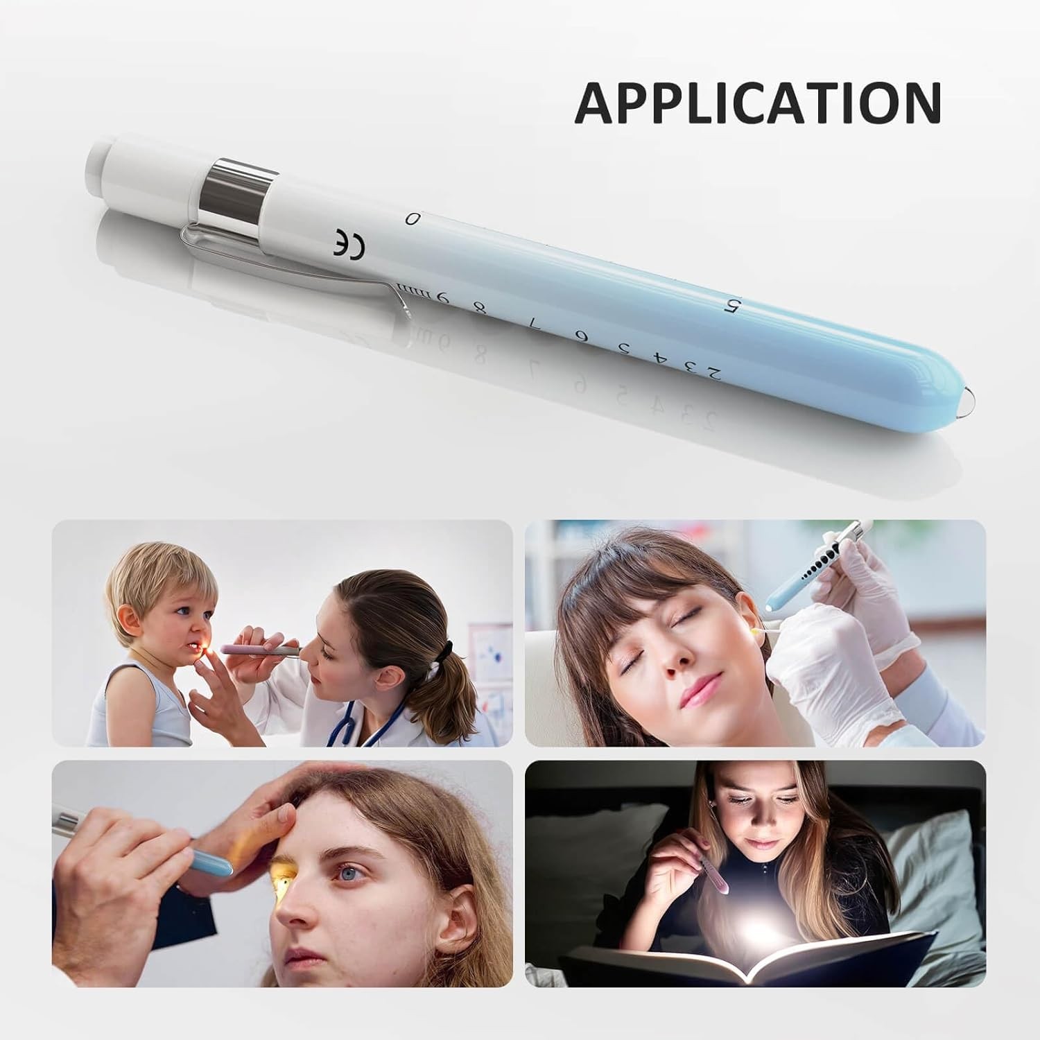 2 Pcs Durable LED Medical Penlight with Pupil Gauge – Gradient Pink & Blue