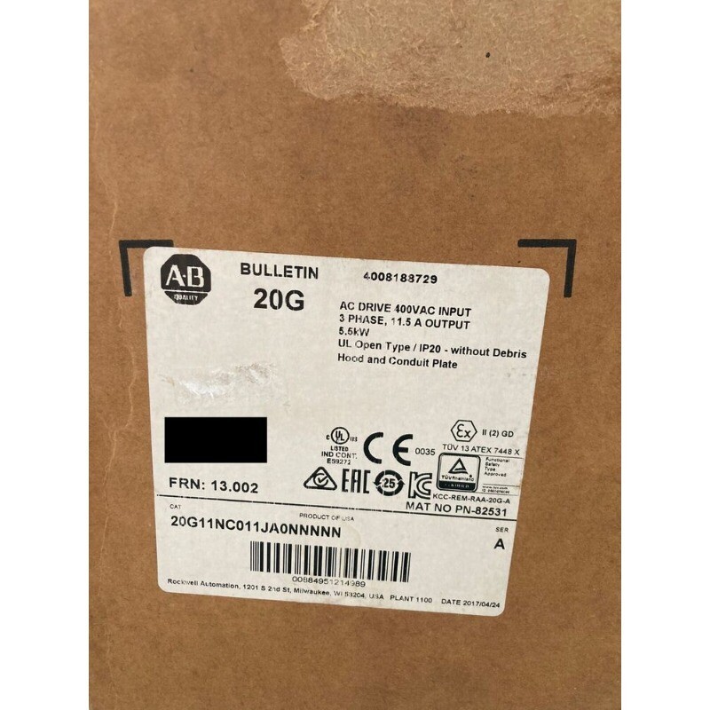 Allen Bradley 20G11NC011JA0NNNNN Air Cooled 755 AC Drive US Free Tax