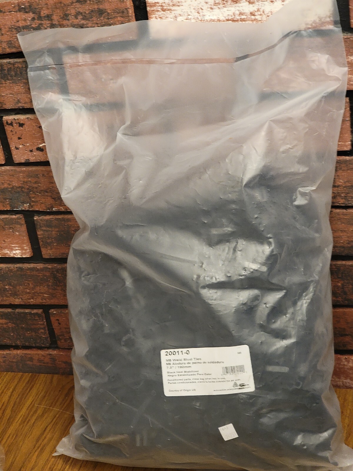 500pcs Avery Dennison M8 Weld Stud Ties Cable Ties 7.5″ / 190mm Black 20011-0