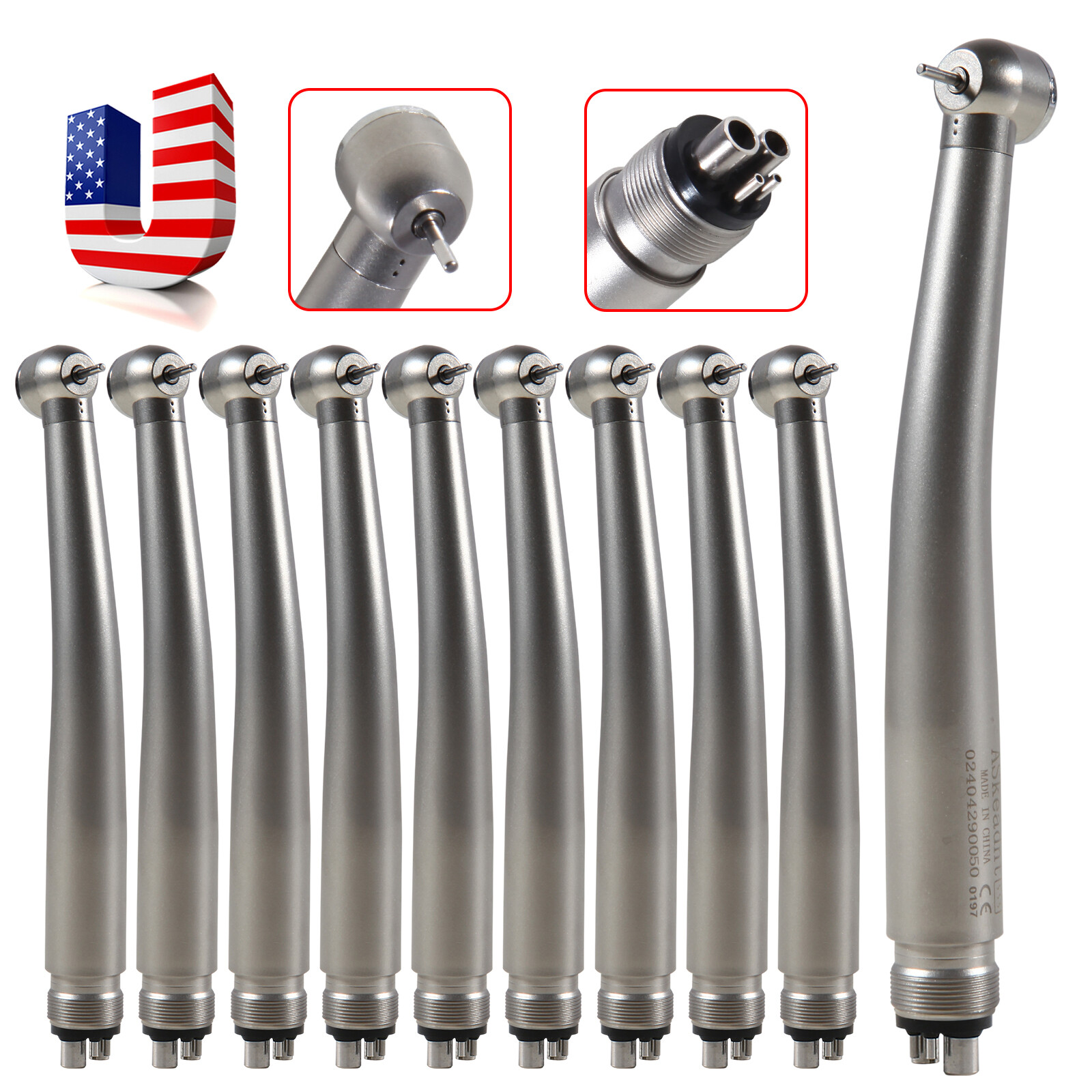 10* ADA4 Dental High Speed Handpiece Push Turbine 4 Holes Fit NSK Pana Max