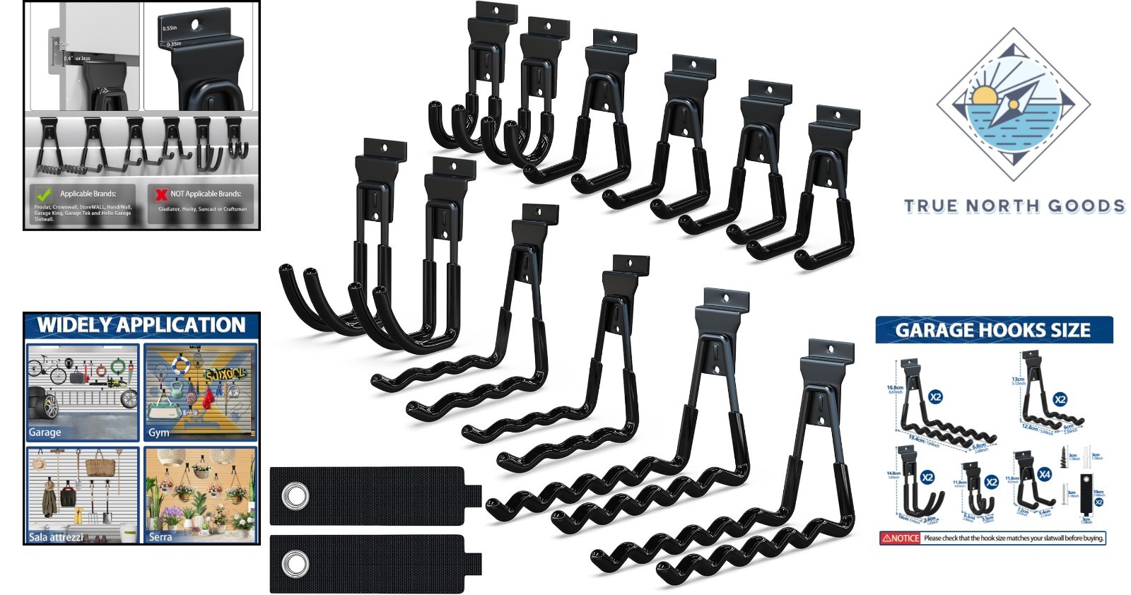 14PC Heavy Duty Slatwall Hooks – Multi-Size Hangers & Extension Cord Organizer