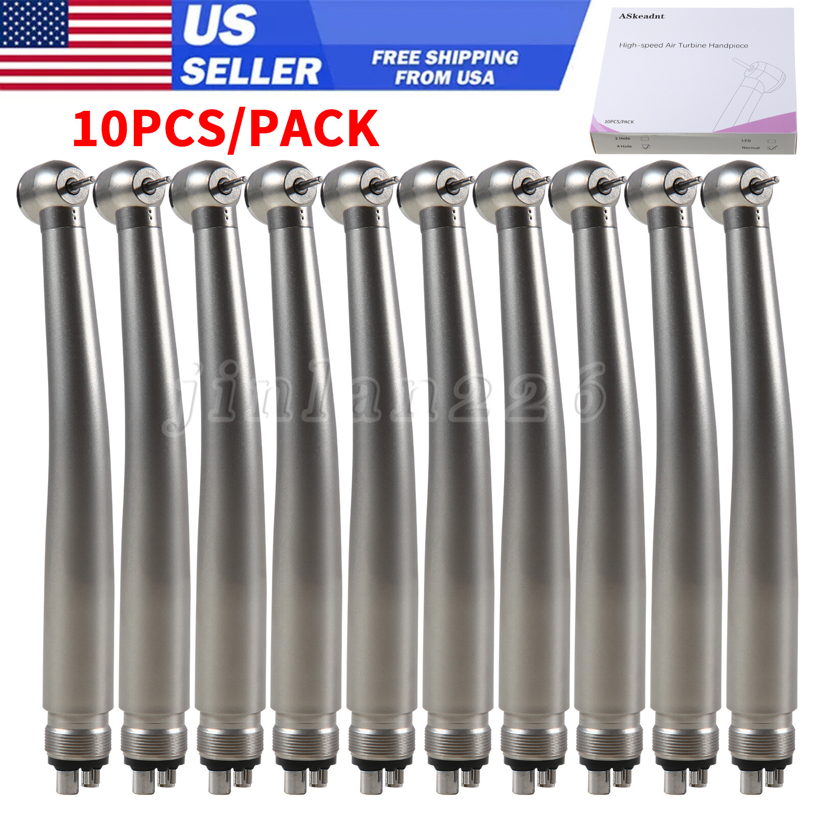 10 PCS ADA4 NSK Style Dental High Speed Handpiece Push Button 4Holes Air Turbine