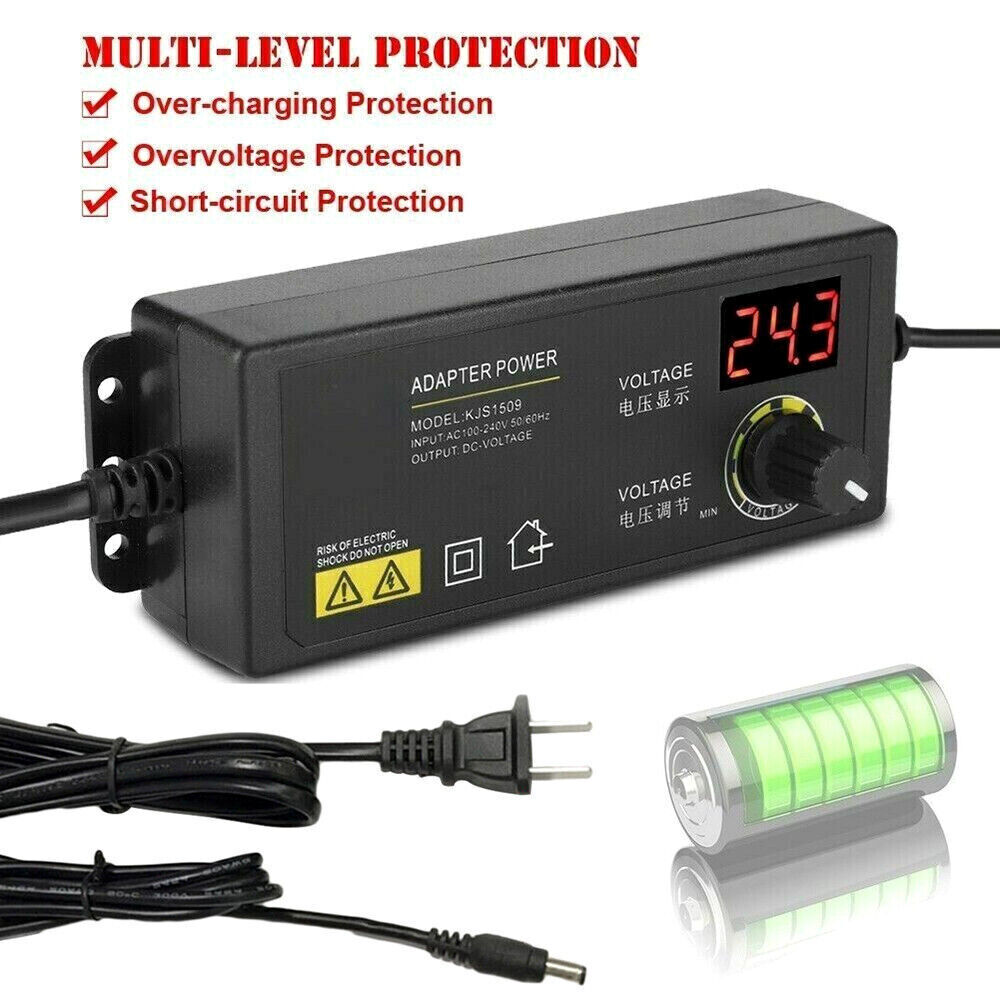 Adjustable AC/DC Power Supply Adapter Charger Variable Voltage 3V-24V UniversalE