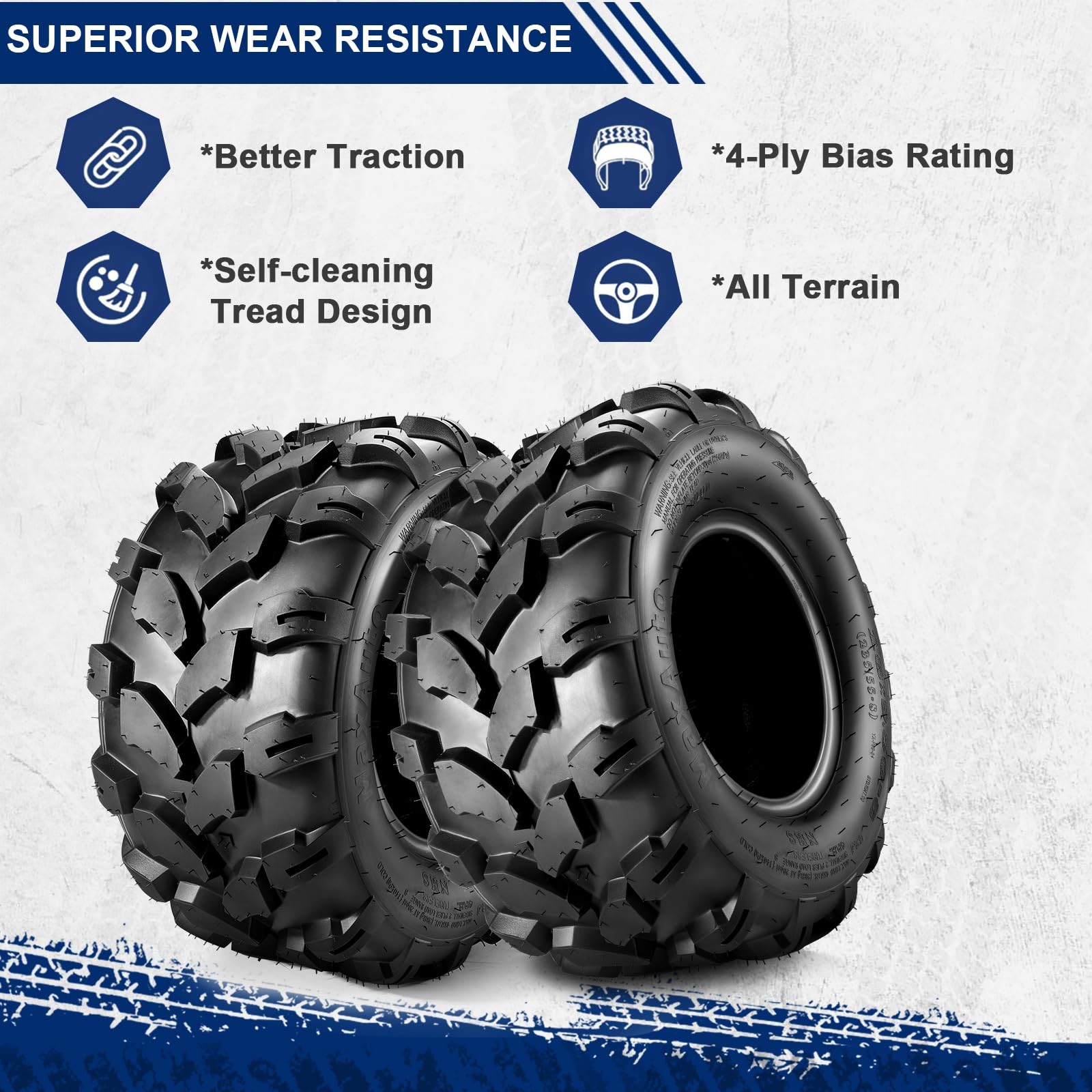 18×9.5-8 Lawn Mower Tire ATV UTV Tractor Turf Golf Cart Knobby 4PR P311 Set of 4