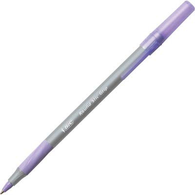 BIC Round Stic Grip Xtra Comfort Fashion Ball 12 Count (Pack of 1), Purple