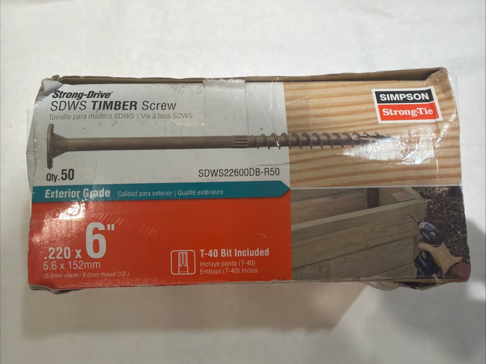 Simpson Strong-Tie SDWS22600DB-R50 6″ x .220 Timber Screws (Exterior Grade) 50ct