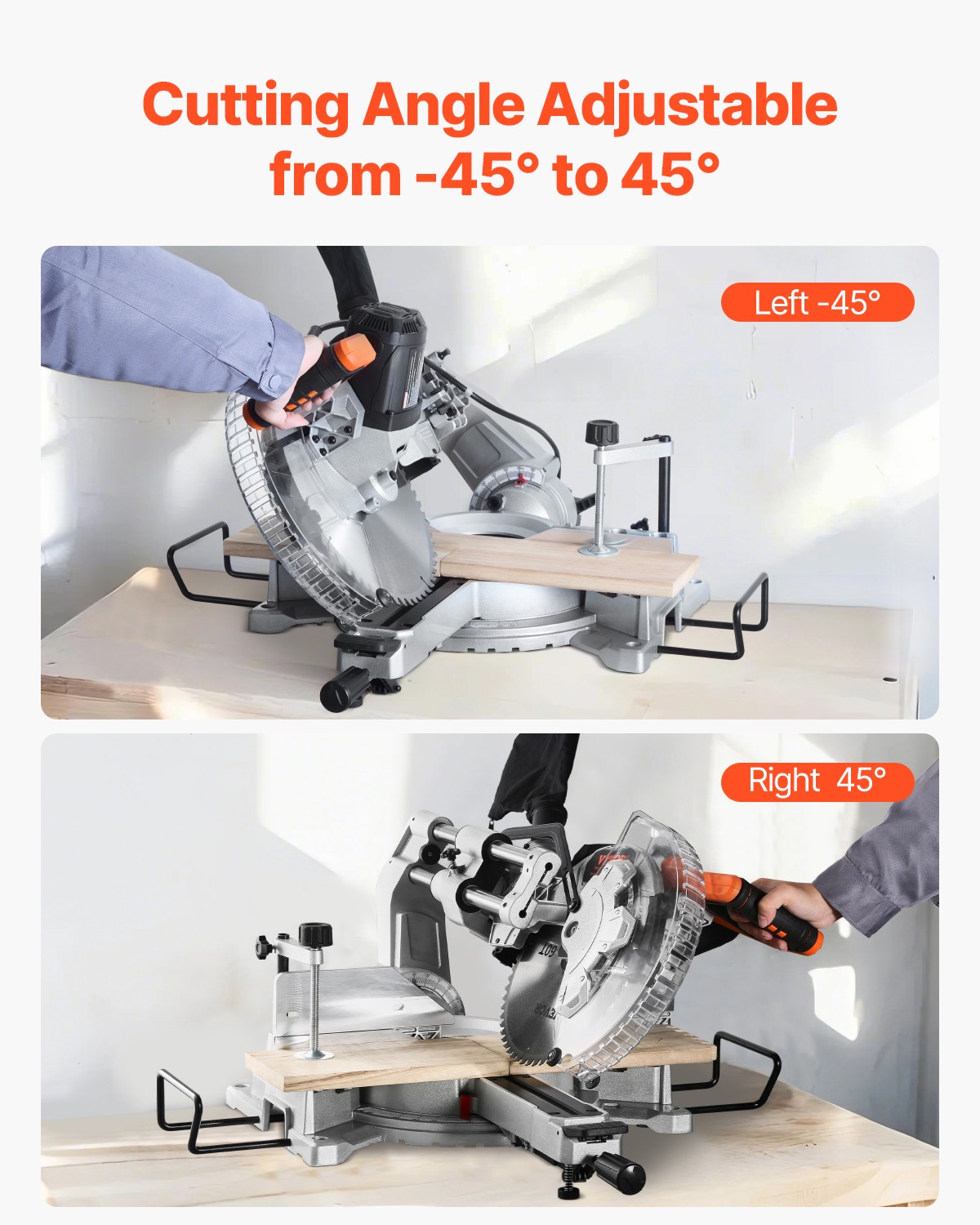 VEVOR Sliding Compound Miter Saw 12-In Blade 15 Amp Motor Corded Bevel 60-Tooth