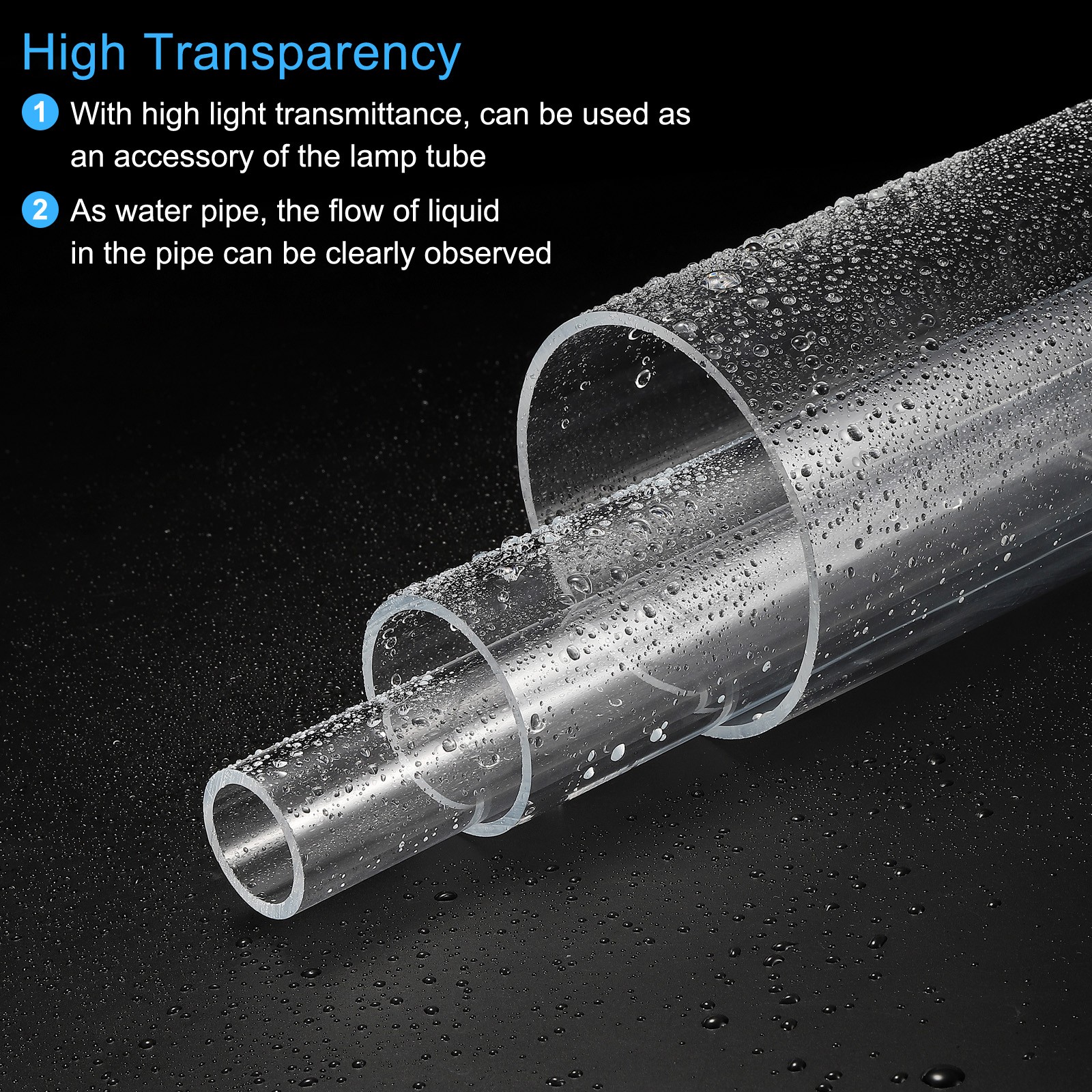 4 Pcs 8mm ID 10mm OD 10″ Rigid Acrylic Pipe for DIY Round Tube Clear