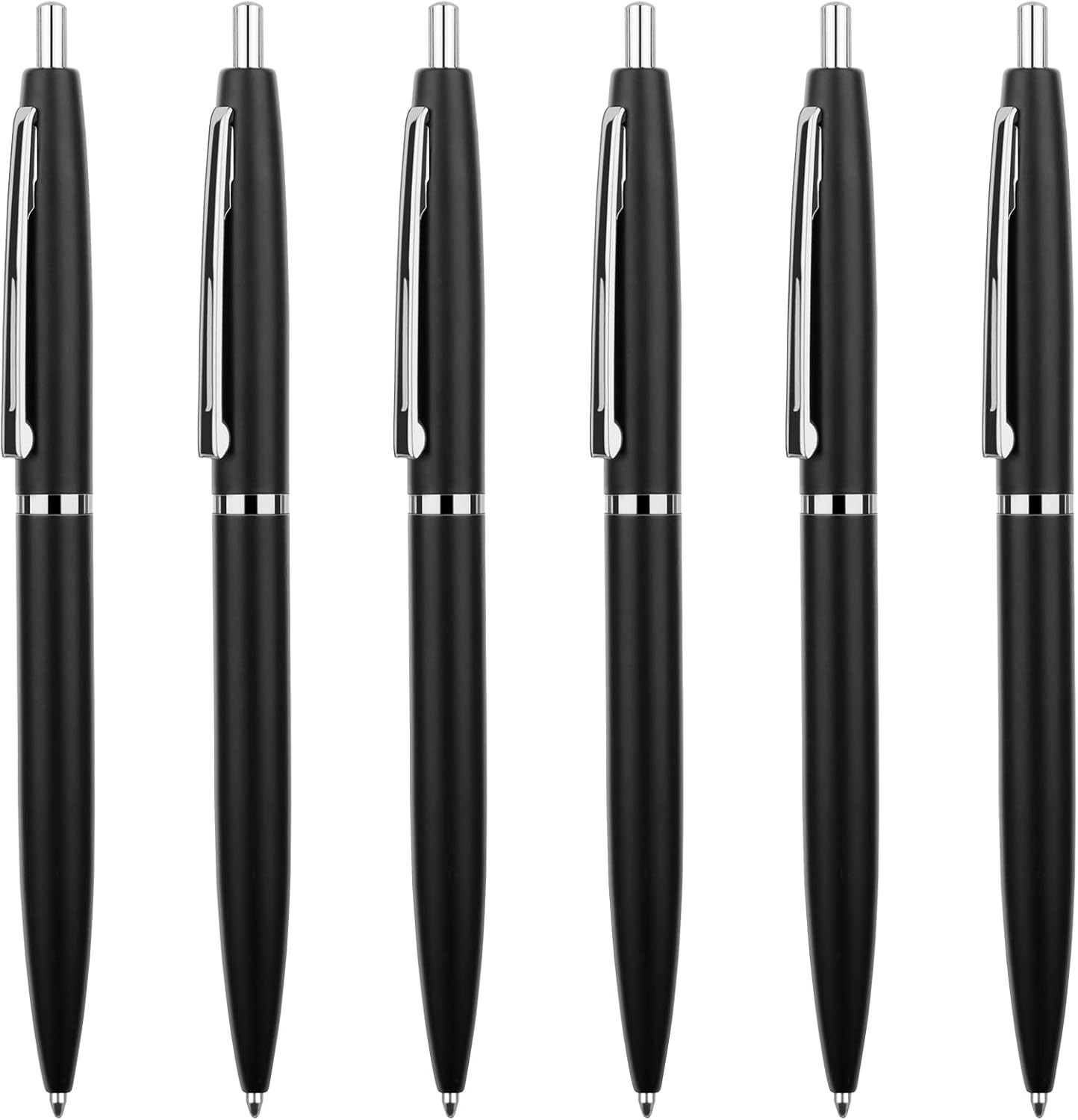 6 Pack Black &Sliver Click Ballpoint Pens -1.0mm Medium Point Black Ink with …