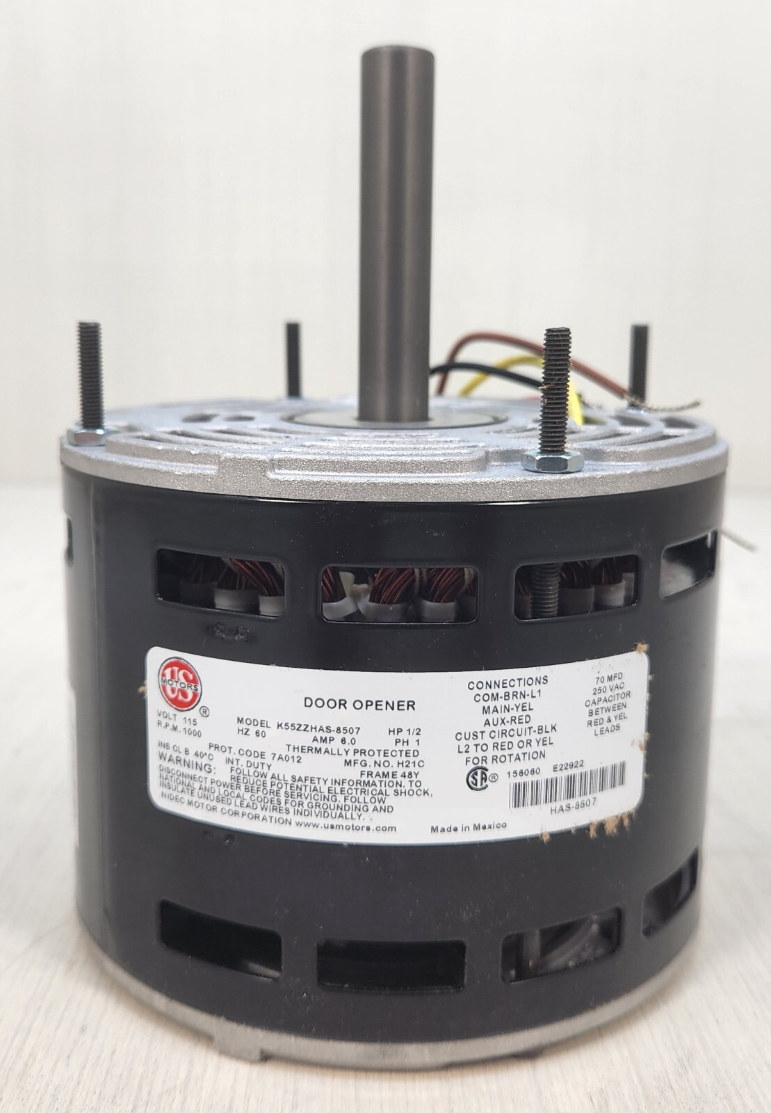 U.S. Motors Furnace Air Blower Motor 1/2 HP 115 Volt 1000 RPM 48Y Frame HVAC