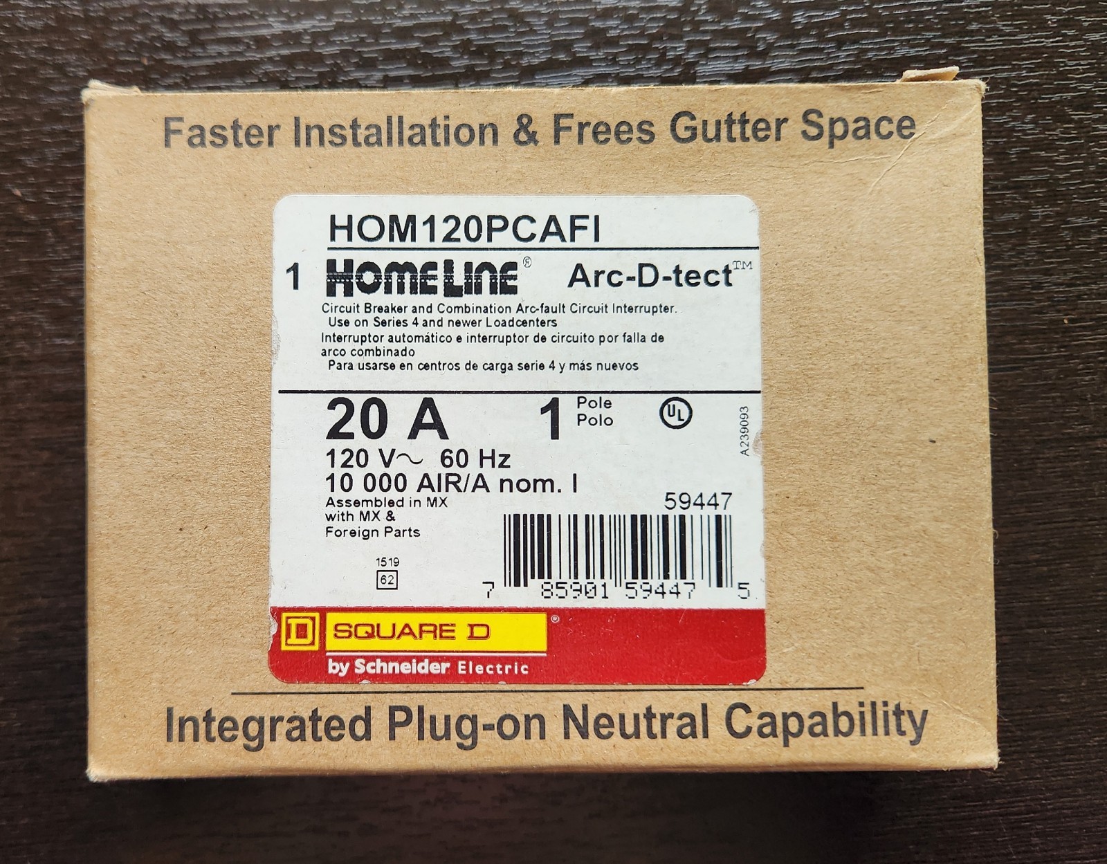 Square D Homeline HOM120PCAFI 20A 1 POLE CIRCUIT BREAKER – NEW Open Box