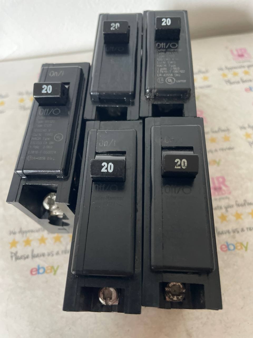 Cutler Hammer BR120 1 Pole 20 Amp Type C120 Circuit Breaker LOT OF 5