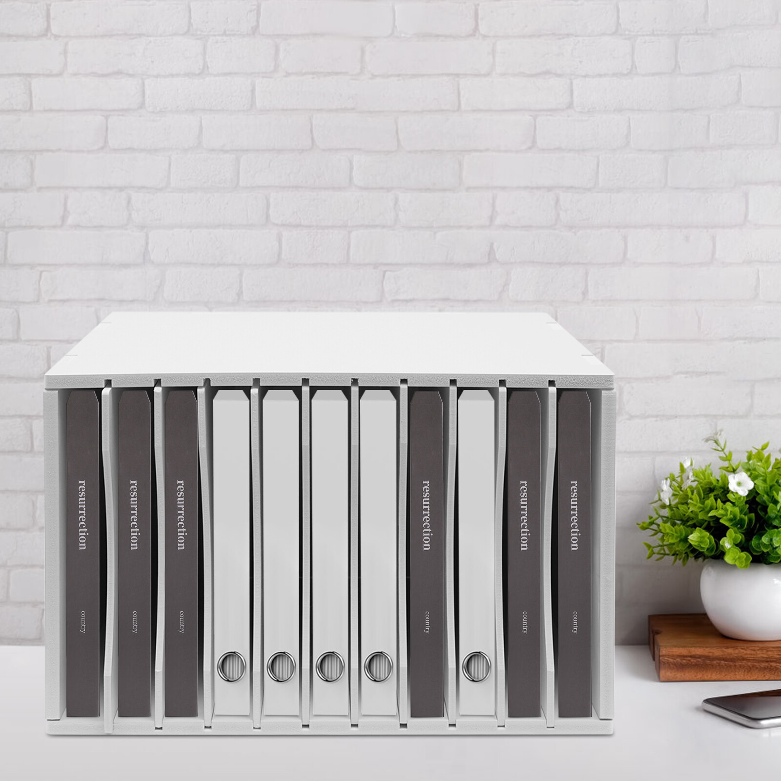 Document Organizer Vertical Desktop Sorter 11-Compartments Paper Storage Holder