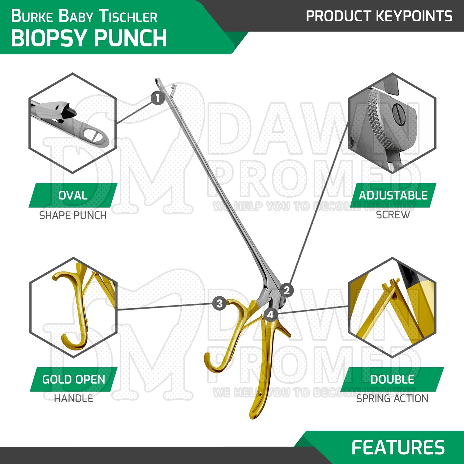 Burke Baby Tischler Biopsy Punch Forceps 4.5 X 3 X 1.5 mm Bite OB/GYN German Gr