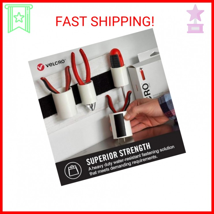 VELCRO Brand Heavy Duty Fasteners | 4×2 Inch Strips 4 Sets | Holds 10 lbs | Stic