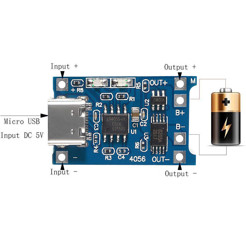 20PCS Type-C USB 5V 1A 18650 TP4056 Lithium Battery Charging Board Charger