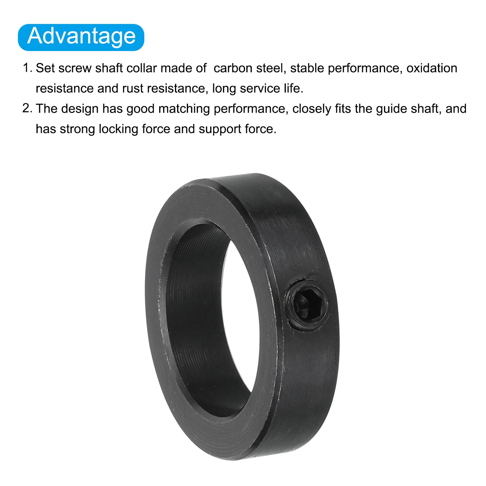 2Pcs Shaft Collar 1 Inch Bore Carbon Steel Set Screw Black