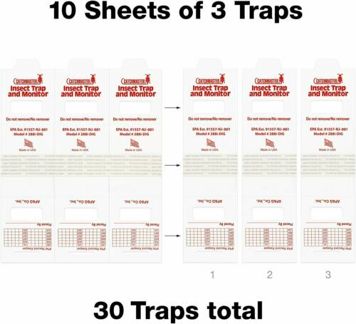30 Catchmaster 288i Spider & Insect Small Monitor Traps (10 Sticky Glue Boards )