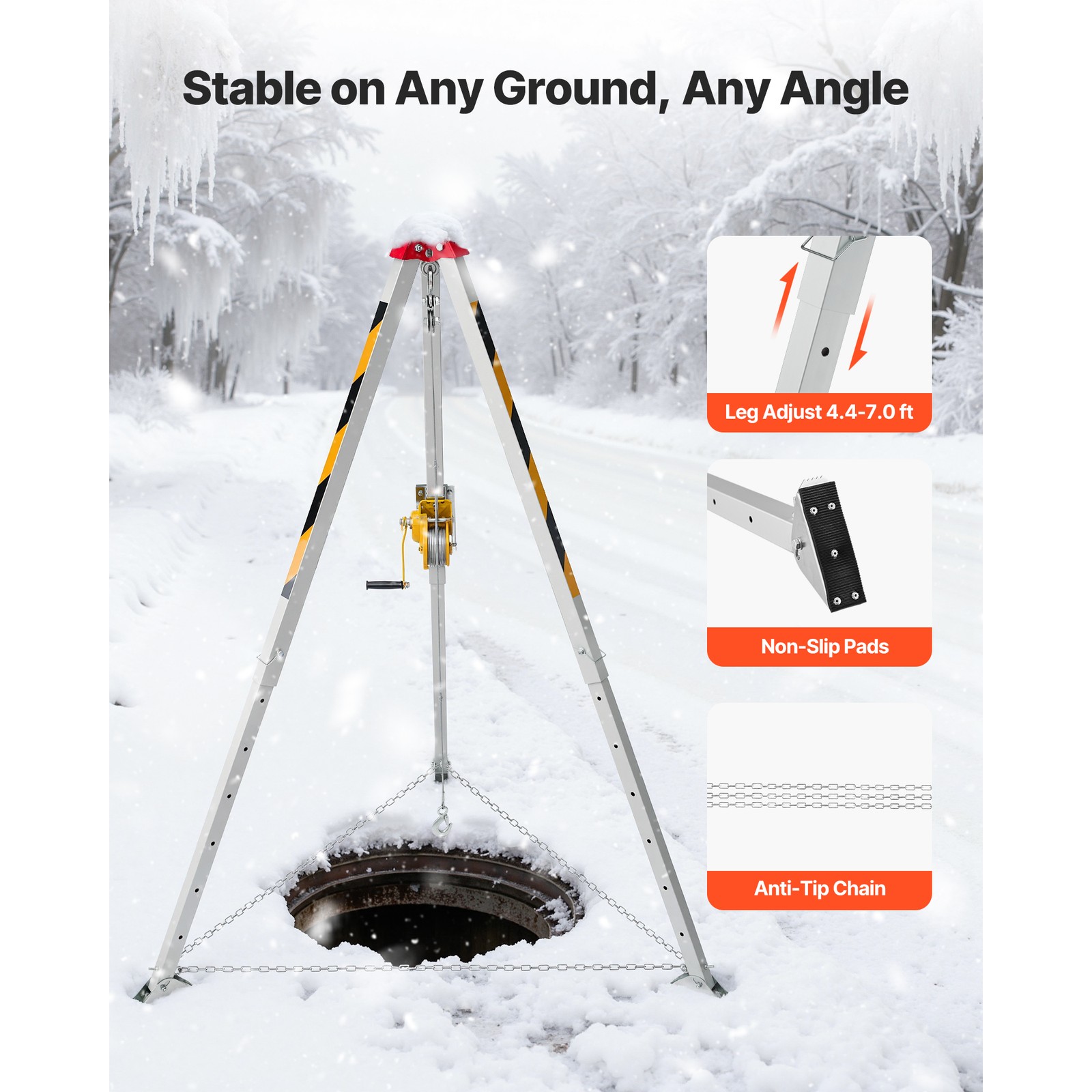 Uimoso Confined Space Tripod Kit with 1200 lbs Winch and 98.5 ft Cable