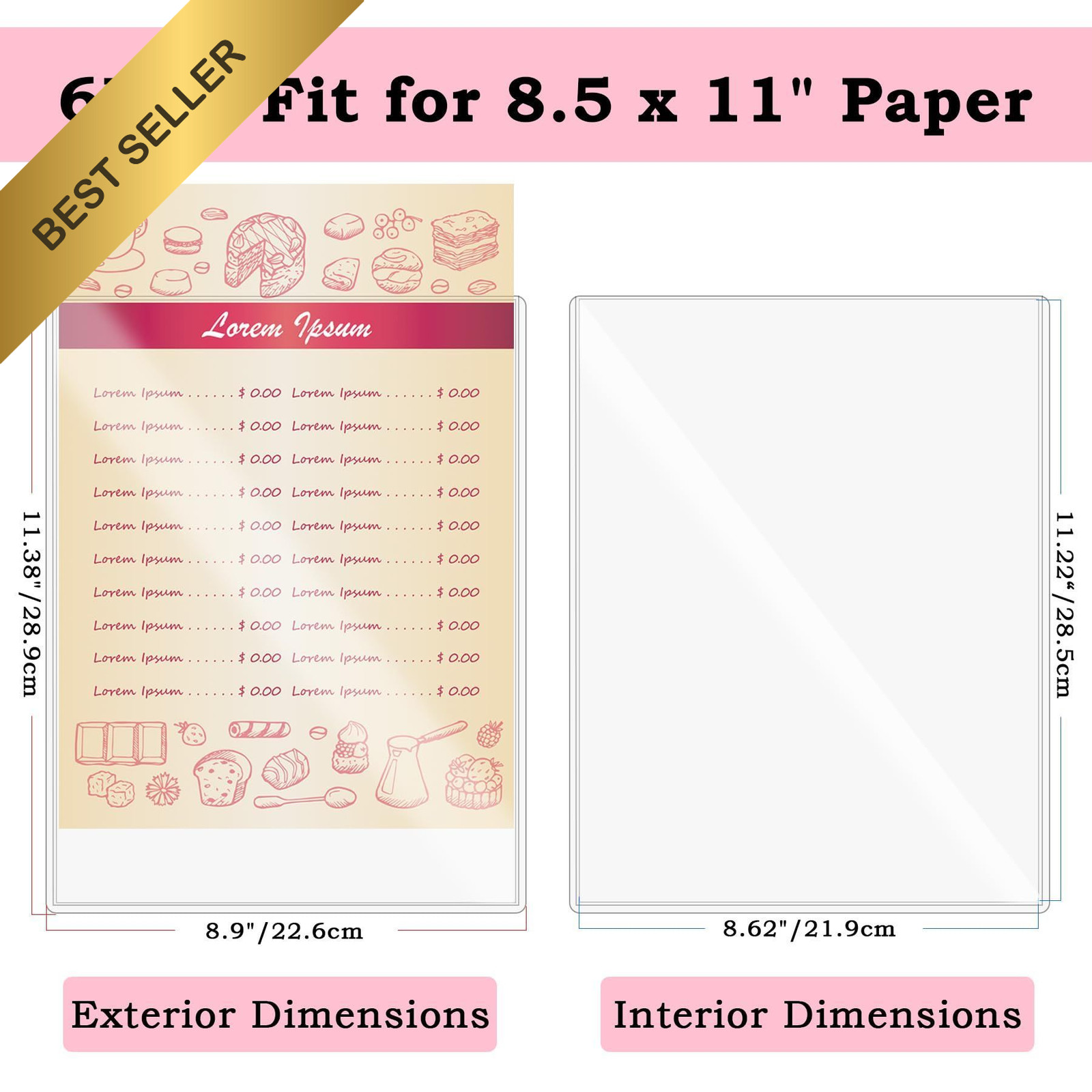 AKONEGE Rigid Print Protectors Document Holder Clear Hard Plastic 6 Pack 8.5×11