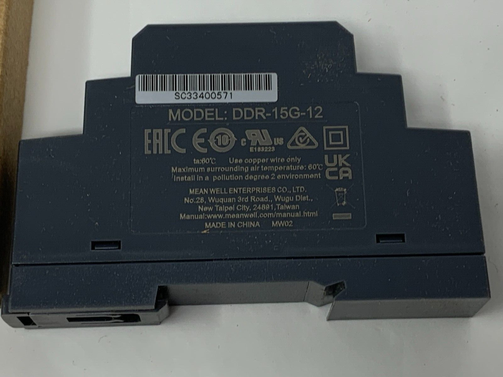 Mean Well DDR-15G-12 Isolated DC/DC Converter DIN Rail 9-36VDC 2.2A Output 12V