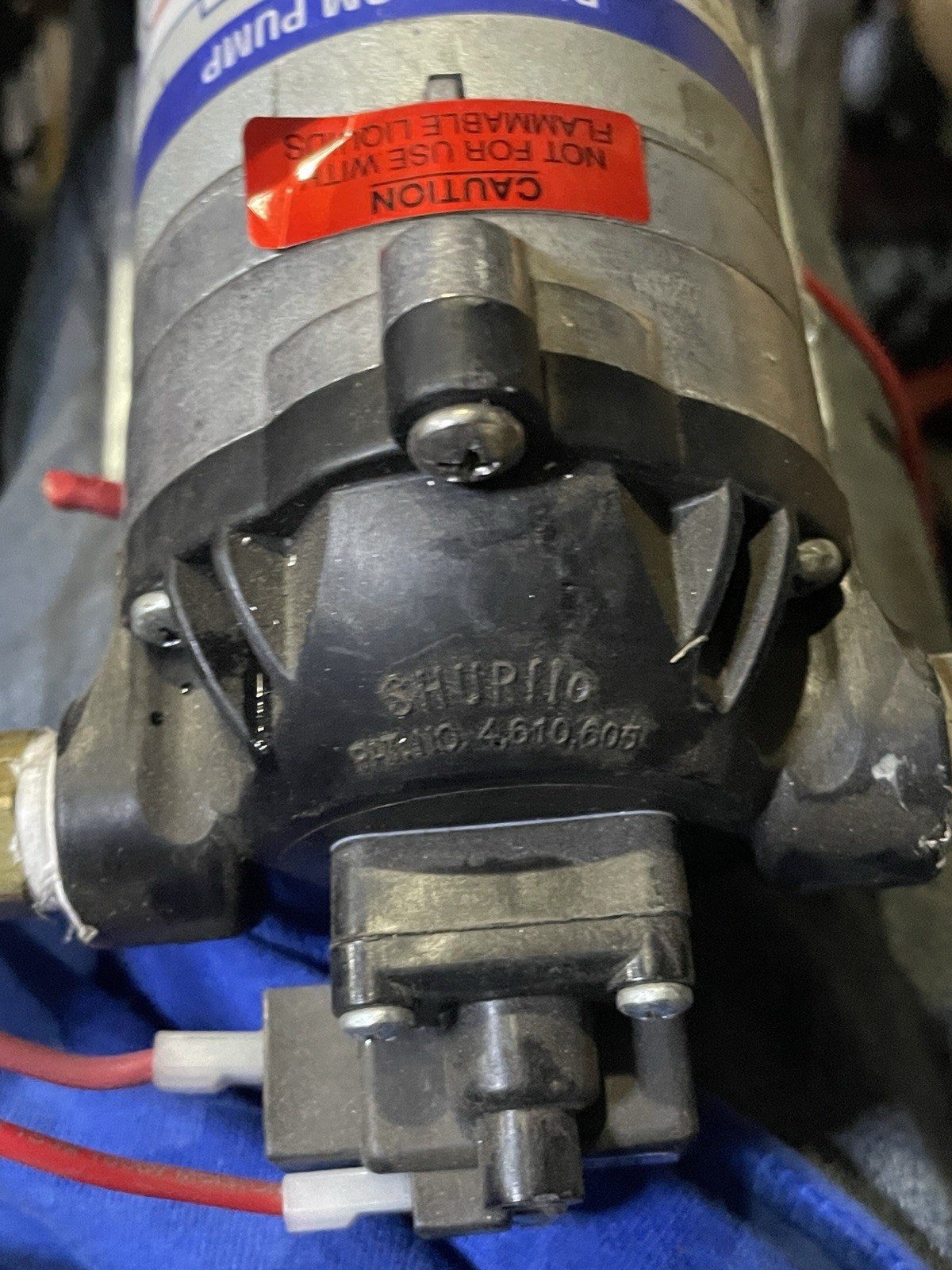 Shurflo Single Diaphragm Pump 36 VDC 1.6 GPM 100 PSI 3/8 in Poly