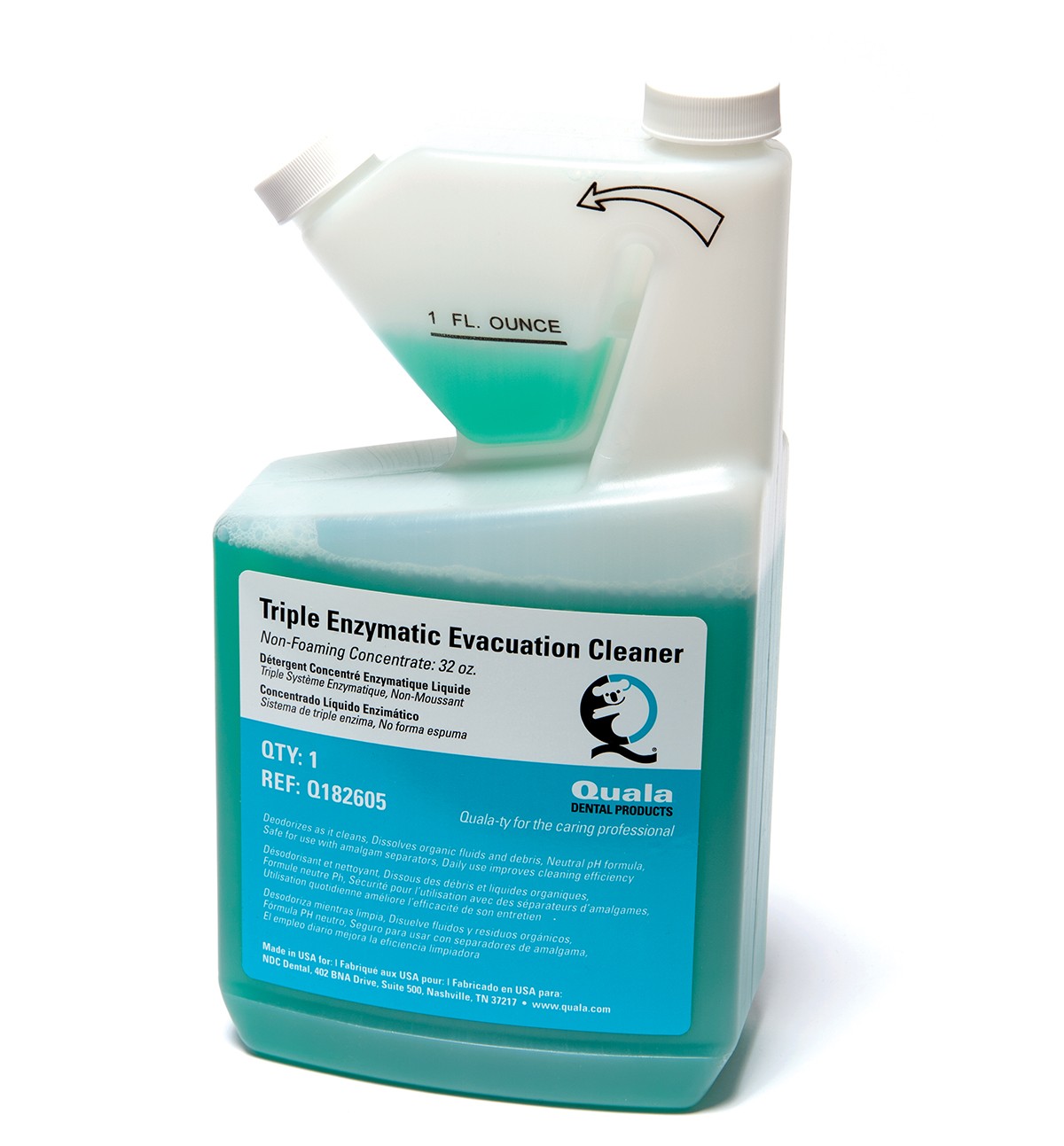 Quala Q182605 Enzymatic Evacuation Cleaner 32 Oz Concentrate Metered Dose Tip