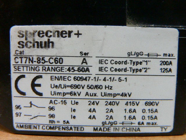 Sprecher + Schuh Ct7n-85-C60 Thermal Overload Relay