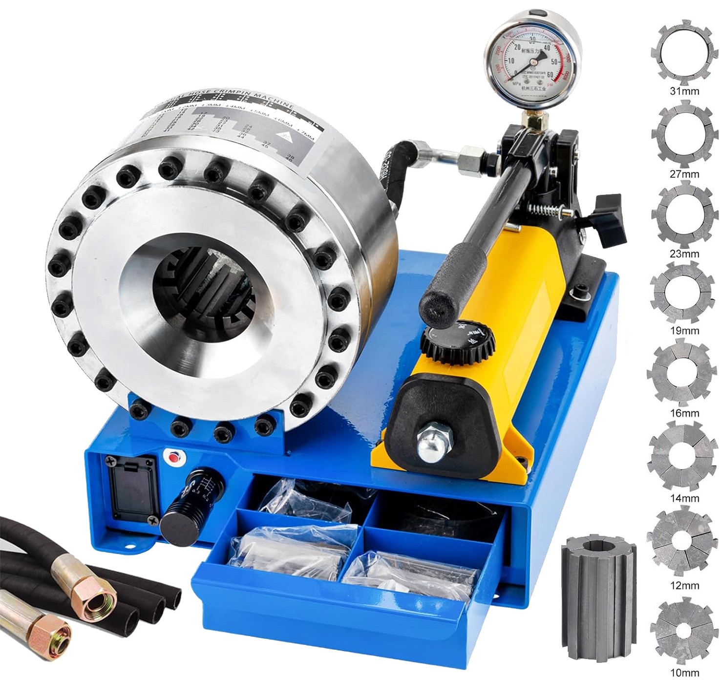 New 5600KN Hydraulic Hose Crimper Pipe Clamping Machine w/ 8 Sets Dies 10mm-30m