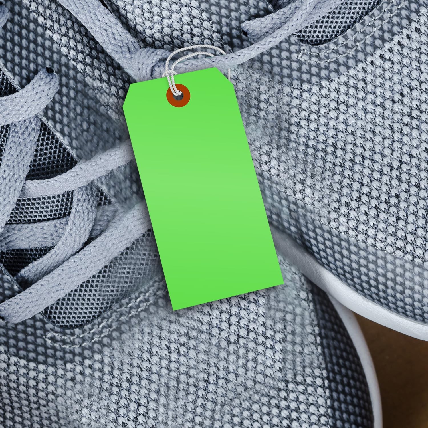100 Pack Fluorescent Green Blank Tags With String 4.75×2.375 In Size #5 USA