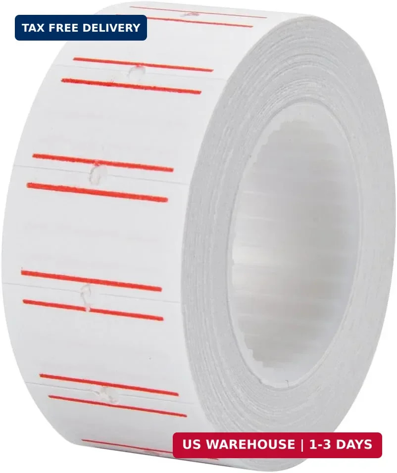 MFLABEL 10 Rolls 6000 White Price Gun Labels for Mx-5500 – with Double Red Line