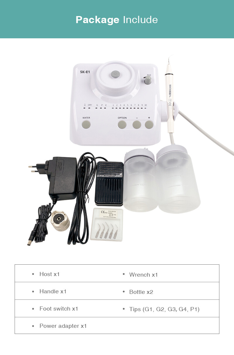 Dental Ultrasonic Piezo Scaler w/ 2 Water Bottles Handpiece for EMS Woodpecker E